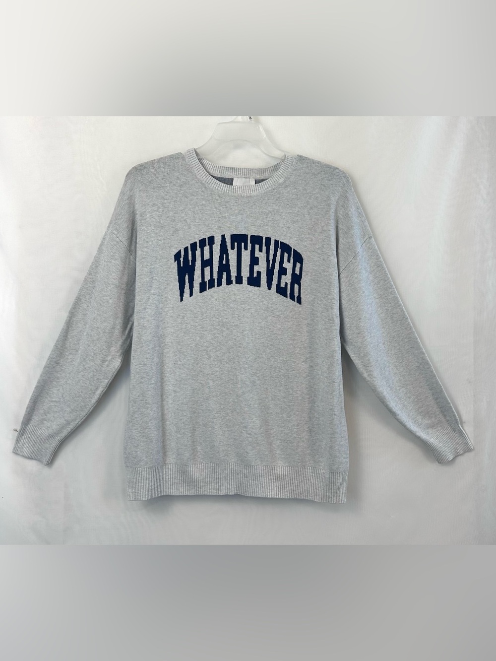 Pink Rose Women's Grey "Whatever" Crewneck Sweater / Size Large